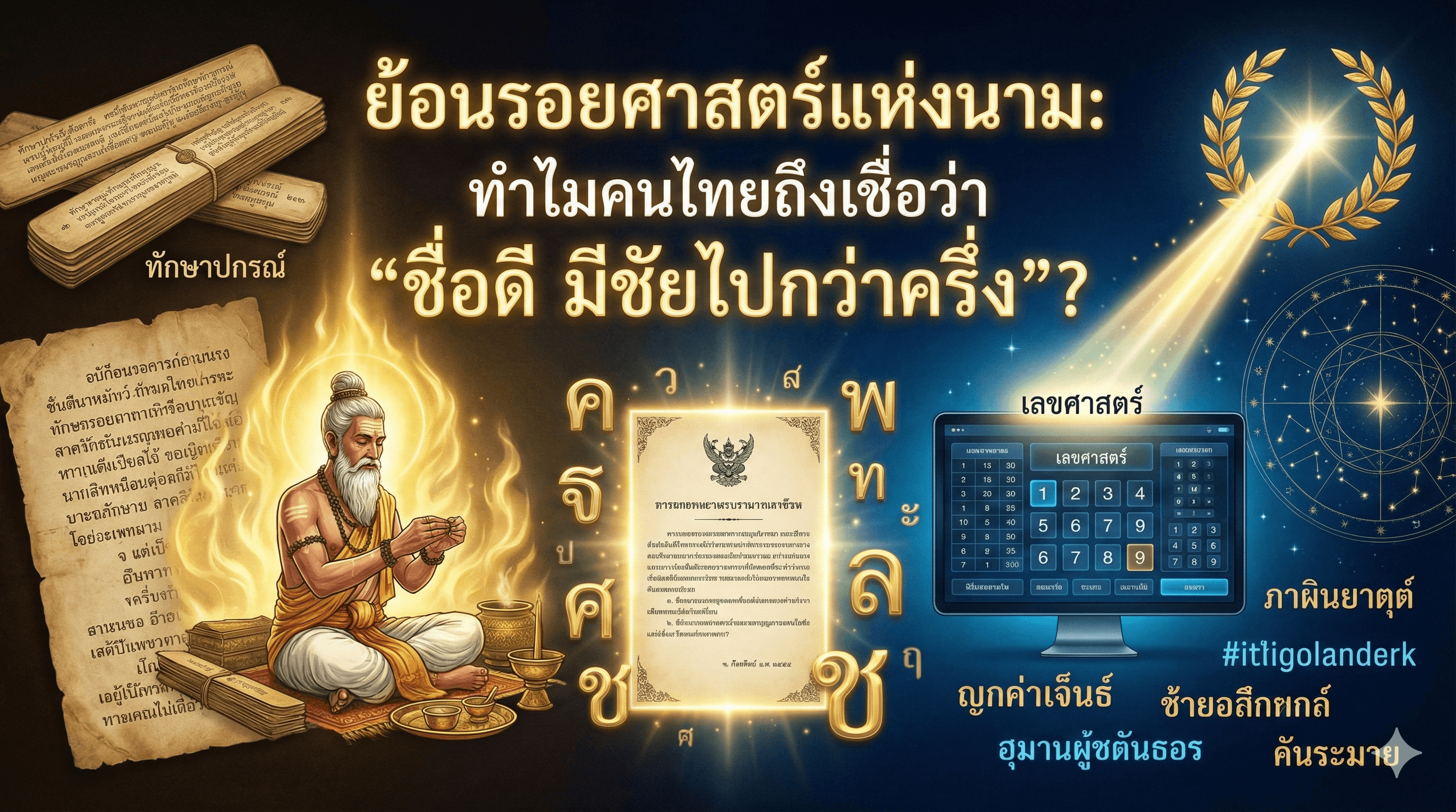 ภาพหน้าปอบทความ ย้อนรอยศาสตร์แห่งนาม: ทำไมคนไทยถึงเชื่อว่า "ชื่อดี มีชัยไปกว่าครึ่ง"? - บทความชื่อมงคล NameMongkol