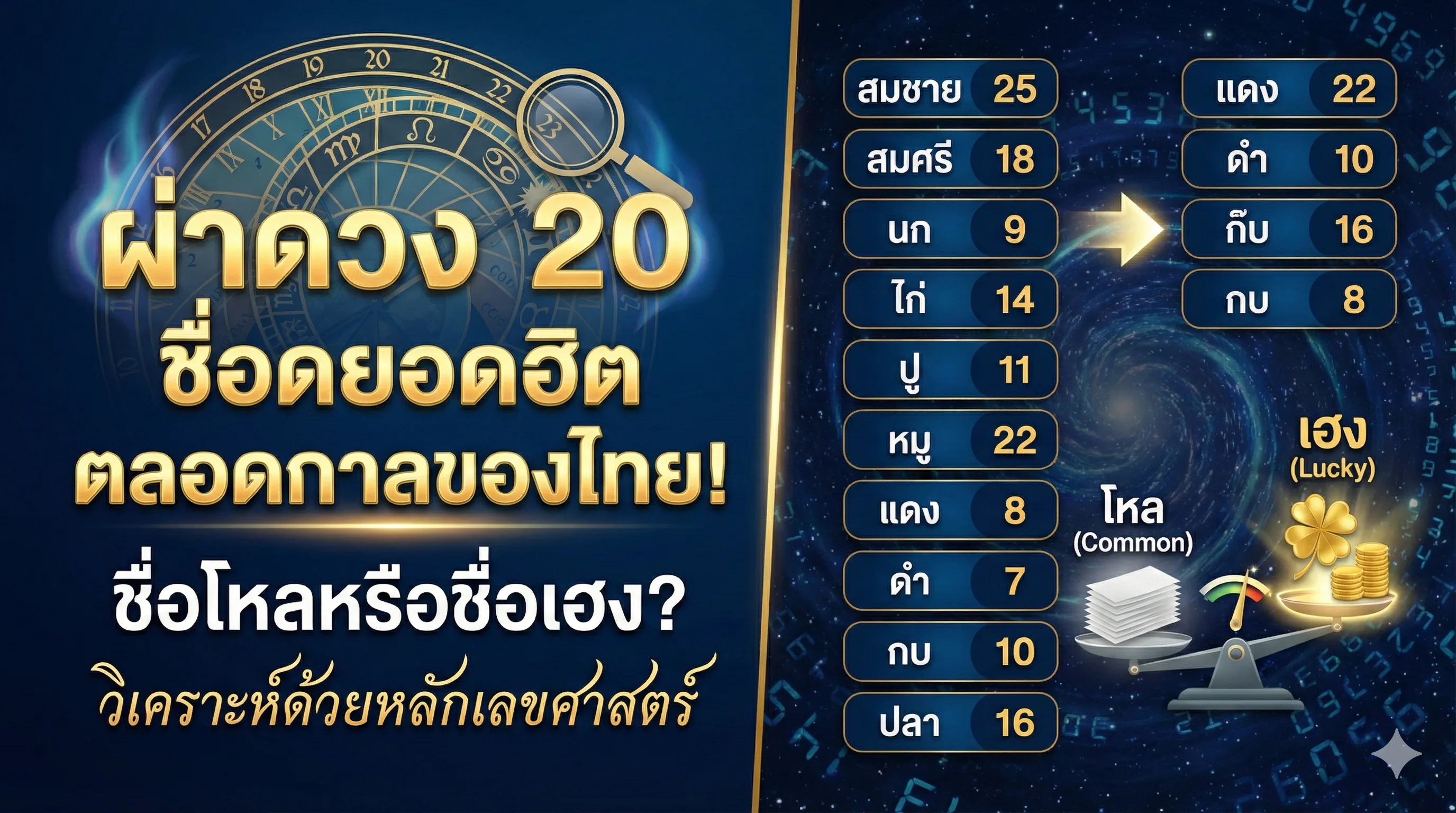 วิเคราะห์ 20 ชื่อยอดฮิตตลอดกาล ด้วยหลักเลขศาสตร์